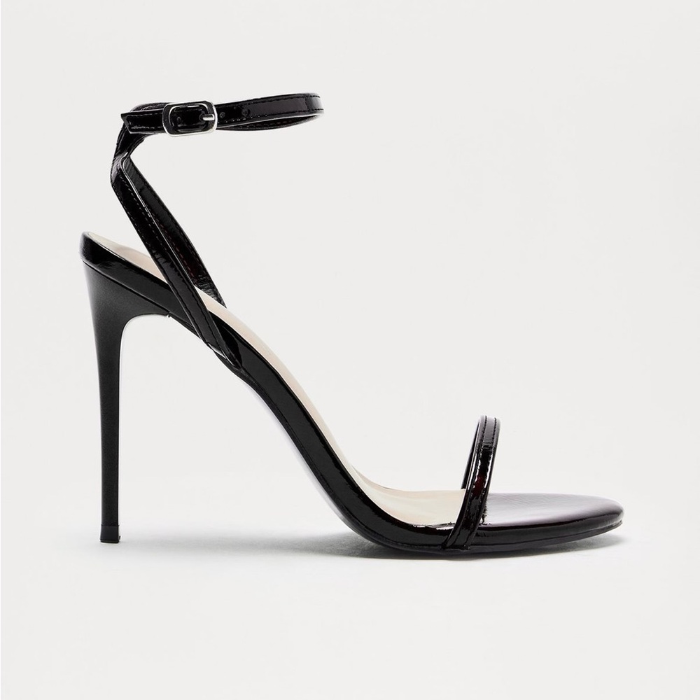 Fashion Nova Black Patent Ankle-Strap Stiletto